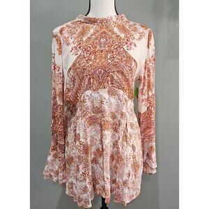 Free‎ People Extra Small Lady Luck Semisheer Bell Sleeved Tunic Dress